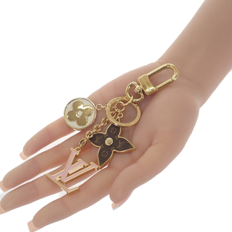 路易威登 LOUIS VUITTON Spring Street 包包吊飾 M01187 Monogram 鑰匙圈 金色 金屬 粉色 棕色 女士【中古品】【A級】