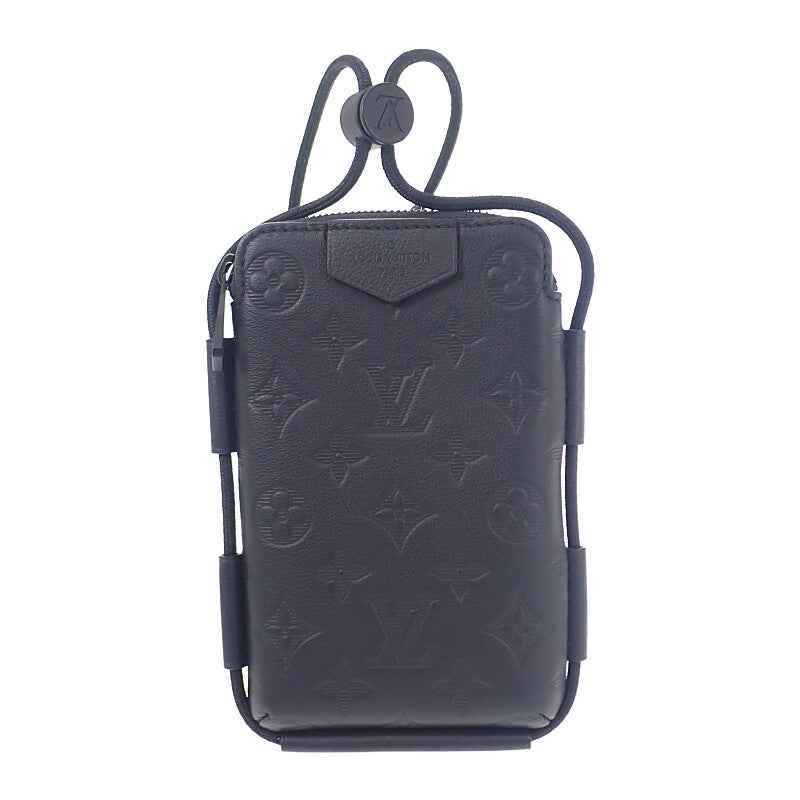 ルイヴィトン LOUIS VUITTON レースアップ・ポーチ M12601 ショルダーバッグ モノグラムシャドウ ブラック メンズ レディース【中古】【Aランク】