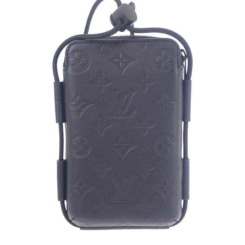 ルイヴィトン LOUIS VUITTON レースアップ・ポーチ M12601 ショルダーバッグ モノグラムシャドウ ブラック メンズ レディース【中古】【Aランク】