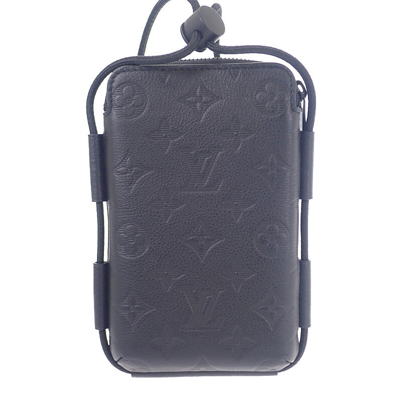 ルイヴィトン LOUIS VUITTON レースアップ・ポーチ M12601 ショルダーバッグ モノグラムシャドウ ブラック メンズ レディース【中古】【Aランク】