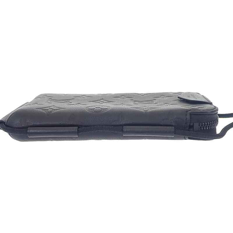 ルイヴィトン LOUIS VUITTON レースアップ・ポーチ M12601 ショルダーバッグ モノグラムシャドウ ブラック メンズ レディース【中古】【Aランク】