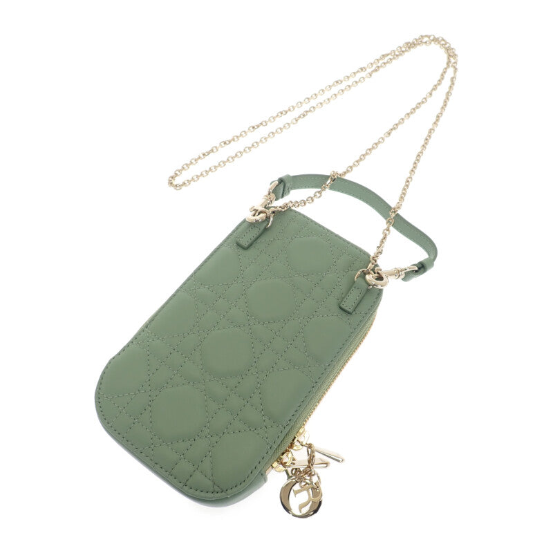 ディオール Dior Call'in Dior フォンホルダー S0872ONMJ_M59H ショルダーバッグ ラムスキン ミントグリーン ゴールド金具 レディース【中古】【Aランク】