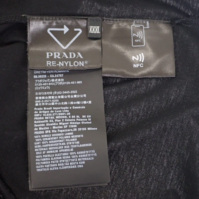 PRADA 普拉達 針織衫 XXXXL UTN661_11CK_F0002_S_221 短袖T恤 棉 尼龍 黑色 銀色五金 男士【中古】【A級】