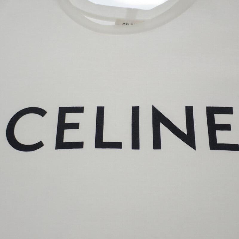 セリーヌ CELINE ルーズ Tシャツ M 2X681671Q.01CC 半袖Tシャツ コットン チョーク ブラック レディース メンズ【中古】【ABランク】