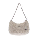 プラダ PRADA Re-Edition 2005ショルダー 1BH2042FLIF0018 2WAYバッグ ハンドバッグ ショルダーバッグ ウール カシミヤ ホワイト シルバー金具 レディース【中古】【ABランク】