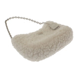 プラダ PRADA Re-Edition 2005ショルダー 1BH2042FLIF0018 2WAYバッグ ハンドバッグ ショルダーバッグ ウール カシミヤ ホワイト シルバー金具 レディース【中古】【ABランク】