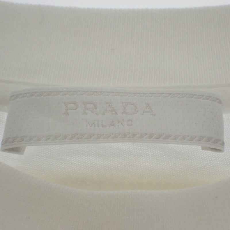 プラダ PRADA クルーネック 無地 L UJM492S151ILK 半袖Tシャツ コットン ホワイト メンズ レディース【中古】【Aランク】
