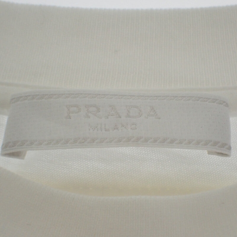 PRADA Crew Neck Plain L UJM492S151ILK Short Sleeve T-shirt Cotton White Men's Women's【Used】【A Rank】