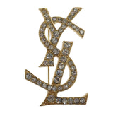 イヴ・サンローラン YVES SAINT LAURENT カサンドラ ブローチ メタル クリスタル レディース メンズ【中古】【ABランク】