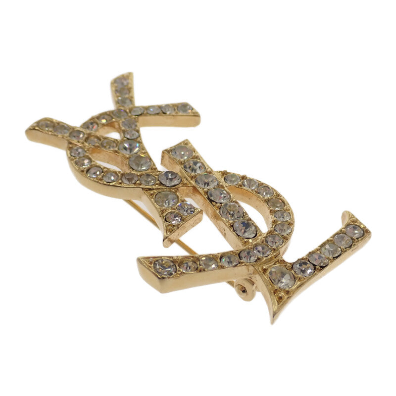 イヴ・サンローラン YVES SAINT LAURENT カサンドラ ブローチ メタル クリスタル レディース メンズ【中古】【ABランク】