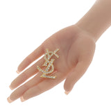 イヴ・サンローラン YVES SAINT LAURENT カサンドラ ブローチ メタル クリスタル レディース メンズ【中古】【ABランク】