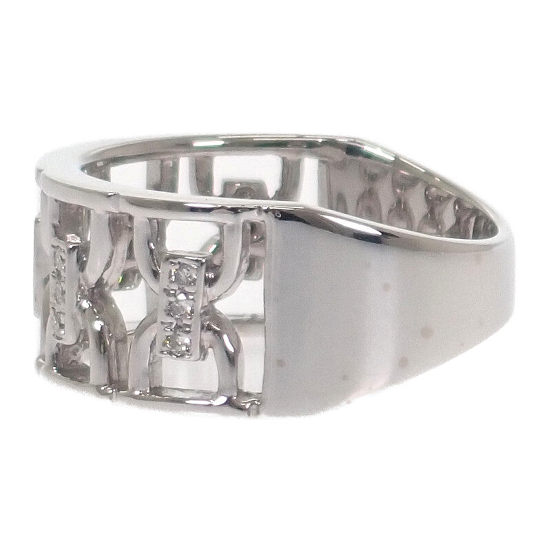 デザインジュエリー 14号 リング K18ホワイトゴールド ダイヤモンド レディース メンズ ユニセックス【中古】【Aランク】