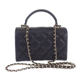 シャネル CHANEL トップハンドル チェーンバッグ AP4568 2WAYバッグ キャビアスキン ブラック ゴールド金具 レディース【中古】【Aランク】