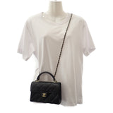 シャネル CHANEL トップハンドル チェーンバッグ AP4568 2WAYバッグ キャビアスキン ブラック ゴールド金具 レディース【中古】【Aランク】