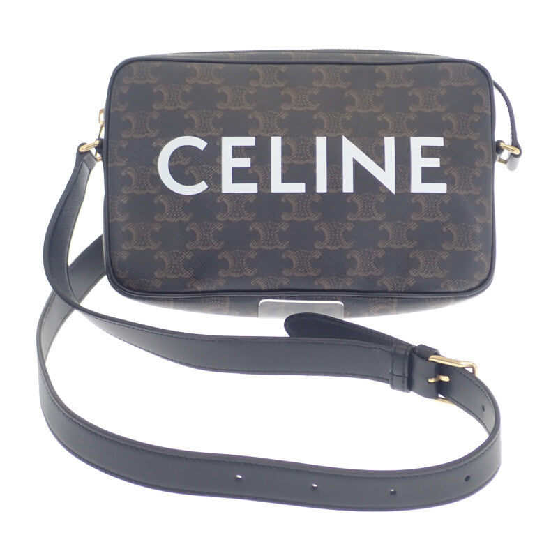セリーヌ CELINE ミディアムメッセンジャー 194502CIM.38OG ショルダーバッグ PVC ブラック ゴールド金具 レディース【中古】【Aランク】