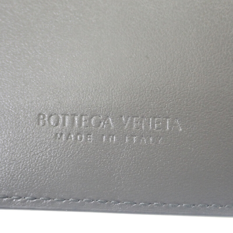 ボッテガヴェネタ BOTTEGA VENETA ソルスティス スモール 788055 二つ折り財布 イントレチャート グレー ゴールド金具 メンズ レディース【中古】【Aランク】