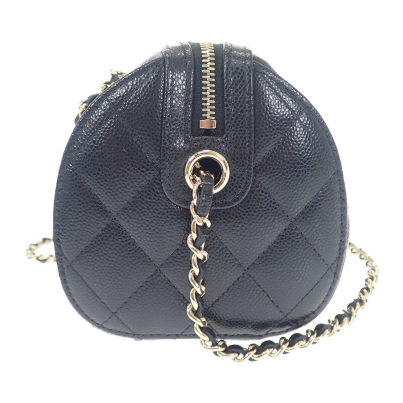 香奈兒 CHANEL Matelasse 迷你波士頓包 2025SS AP4474 B10583 兩用包 肩背包 魚子醬皮革 黑色 金色金屬 女士【中古】【A級】