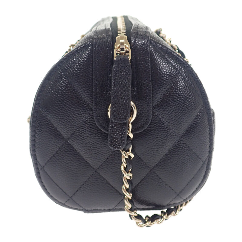 香奈兒 CHANEL Matelasse 迷你波士頓包 2025SS AP4474 B10583 兩用包 肩背包 魚子醬皮革 黑色 金色金屬 女士【中古】【A級】