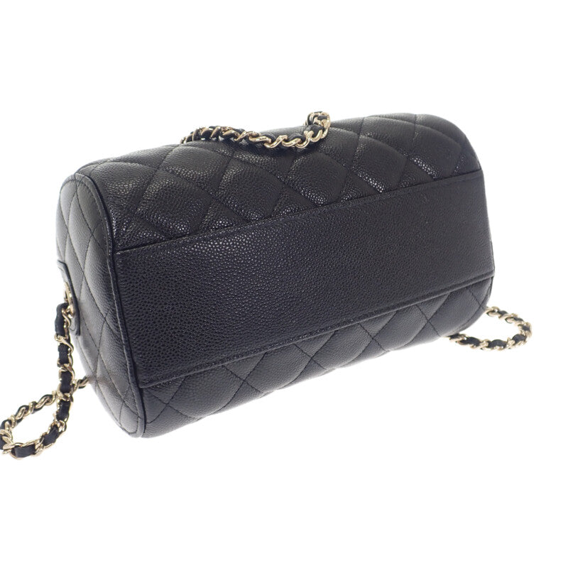 香奈兒 CHANEL Matelasse 迷你波士頓包 2025SS AP4474 B10583 兩用包 肩背包 魚子醬皮革 黑色 金色金屬 女士【中古】【A級】