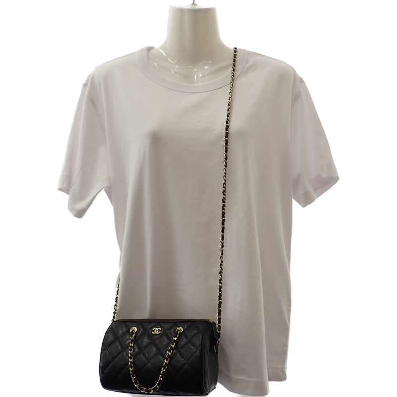 シャネル CHANEL マトラッセ ミニボストン 2025SS AP4474 B10583 2WAYバッグ ショルダーバッグ キャビアスキン ブラック ゴールド金具 レディース【中古】【Aランク】