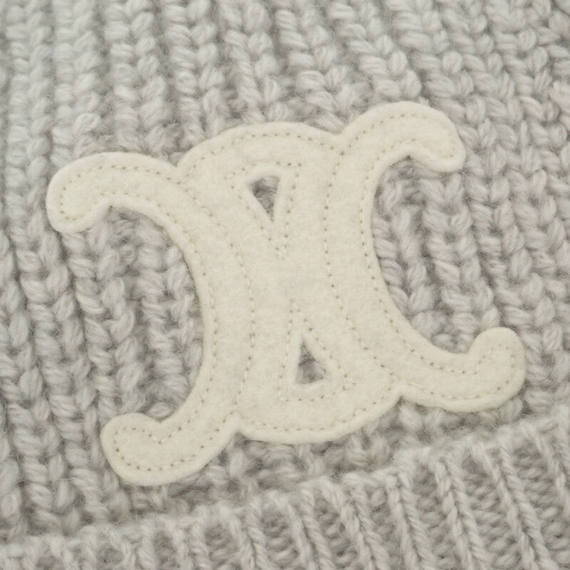 セリーヌ CELINE トリオンフ 2AA32384D ニットキャップ カシミヤ グレー TU メンズ レディース【中古】【Aランク】