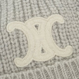 セリーヌ CELINE トリオンフ 2AA32384D ニットキャップ カシミヤ グレー TU メンズ レディース【中古】【Aランク】