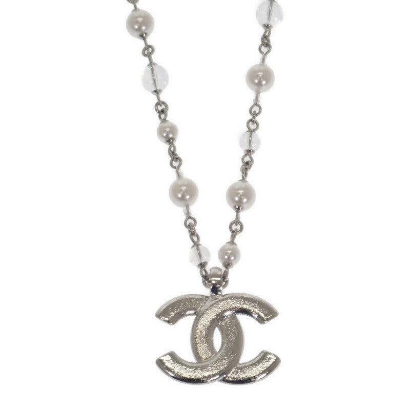 シャネル CHANEL CCロングペンダント ネックレス メタル フェイクパール クリスタル シルバー レディース【中古】【Aランク】
