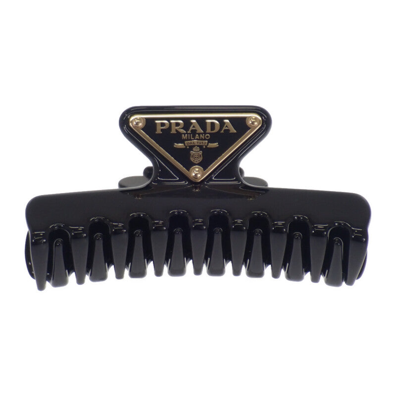 プラダ PRADA メタルクロウクリップ 1IF103_K9D_F0002 ヘアアクセサリー アルミニウム ブラック ゴールド金具 レディース【中古】【Aランク】