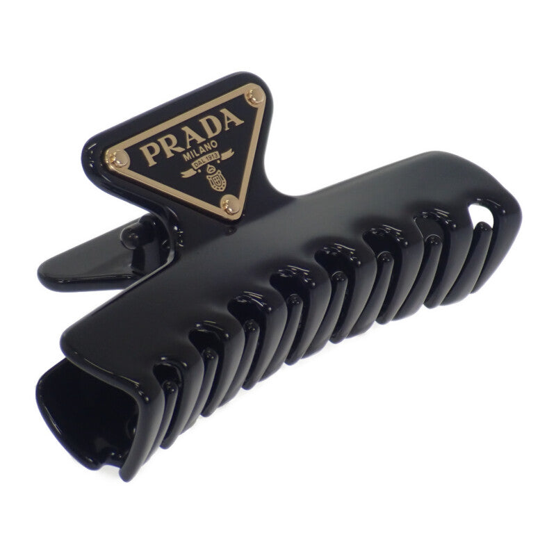 プラダ PRADA メタルクロウクリップ 1IF103_K9D_F0002 ヘアアクセサリー アルミニウム ブラック ゴールド金具 レディース【中古】【Aランク】