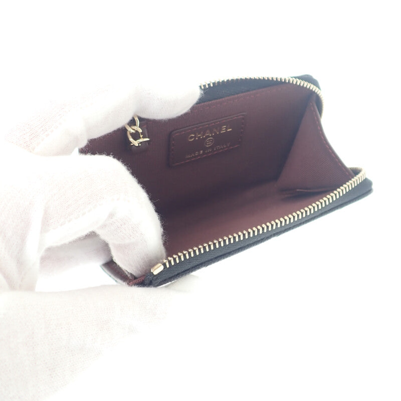 香奈兒 CHANEL 鑰匙圈 AP0221 B10583 零錢包 魚子醬皮革 黑色 金色金屬配件 女款【二手】【A級品】