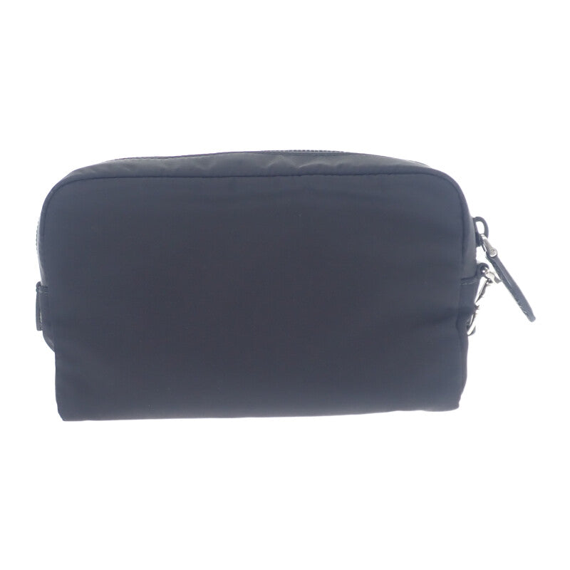 プラダ PRADA スモール Re-Nylon 1NS021 ポーチ ナイロン ブラック シルバー金具 レディース メンズ ユニセックス【中古】【Aランク】