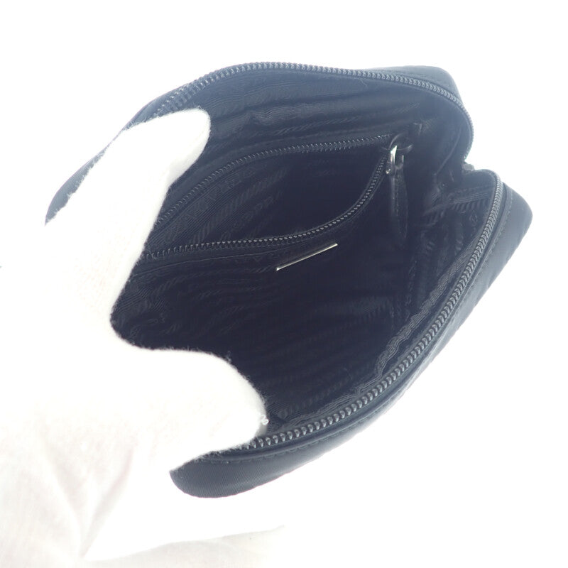 PRADA 普拉達 小型 Re-Nylon 1NS021 尼龍黑色化妝包 銀色金屬配件 男女通用【中古】【A級】