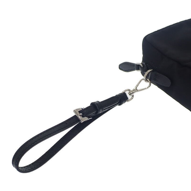 PRADA 普拉達 小型 Re-Nylon 1NS021 尼龍黑色化妝包 銀色金屬配件 男女通用【中古】【A級】