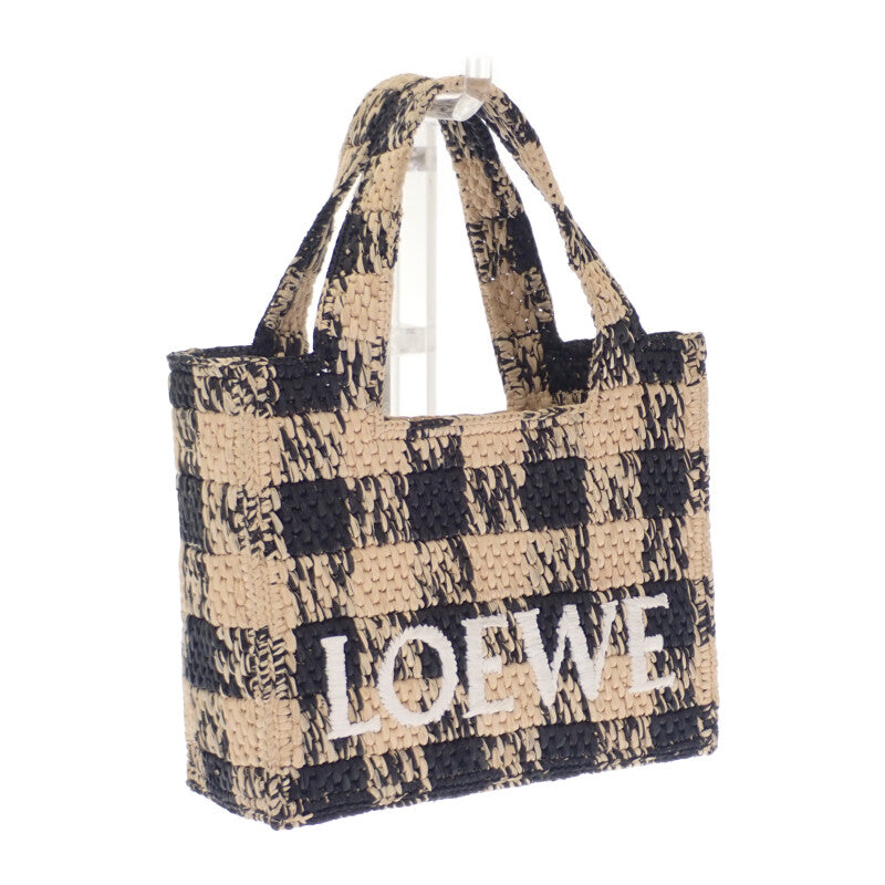 ロエベ LOEWE フォントトート ミニ ALF1V46X10 ショルダーバッグ ラフィア レザー ブラック ナチュラル レディース【中古】【ABランク】