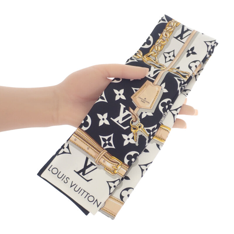 路易威登 LOUIS VUITTON 絲巾 Monogram Confidential M78656 絲綢 黑色 女款【二手】【A級】