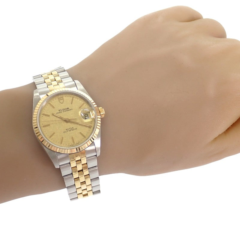 チューダー TUDOR チュードル プリンスデイト 74033 腕時計 ステンレススチール GP イエローゴールド 自動巻き ゴールド文字盤 メンズ【中古】【Aランク】