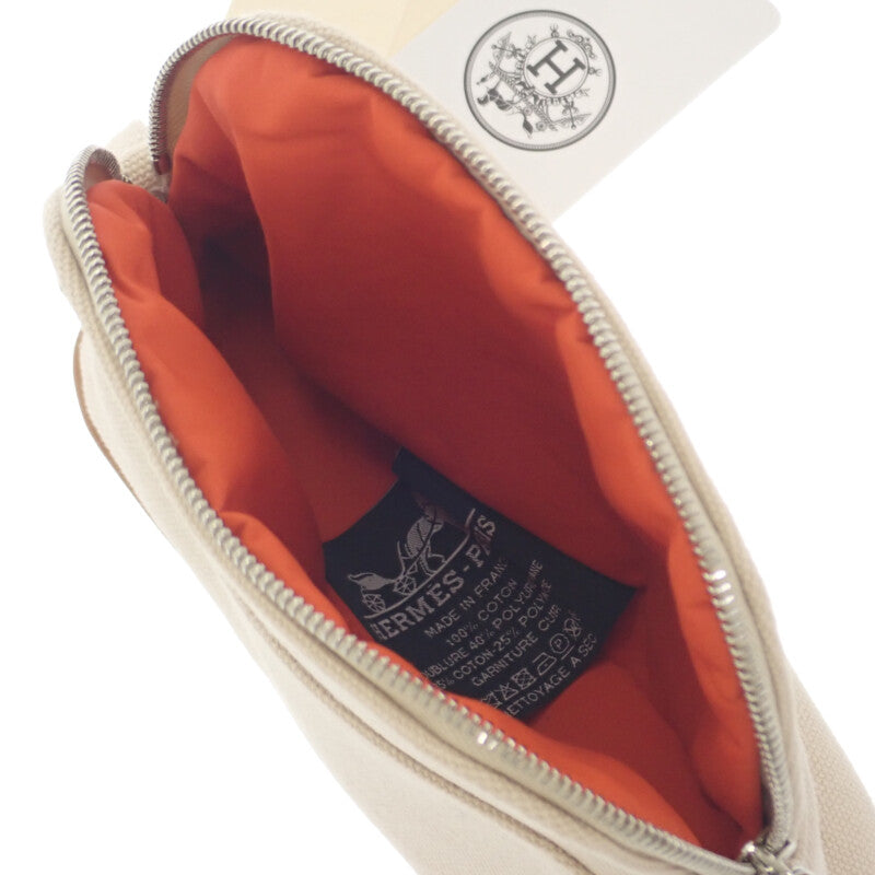 愛馬仕 HERMES Bolide Mini Mini H103772M_01 帆布化妝包 天然色 象牙白 橘色 女士【中古】【A級品】