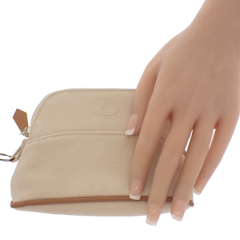 愛馬仕 HERMES Bolide Mini Mini H103772M_01 帆布化妝包 天然色 象牙白 橘色 女士【中古】【A級品】