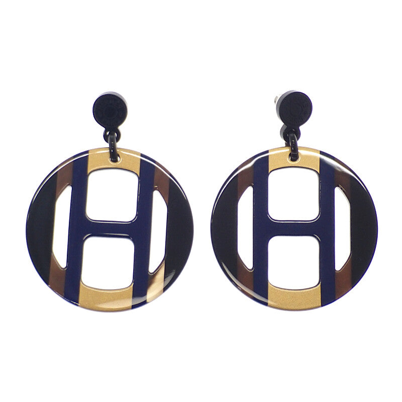 エルメス HERMES Hエキップ H057086FL25 ピアス バッファローホーン ブルー ブラウン レディース【中古】【Aランク】