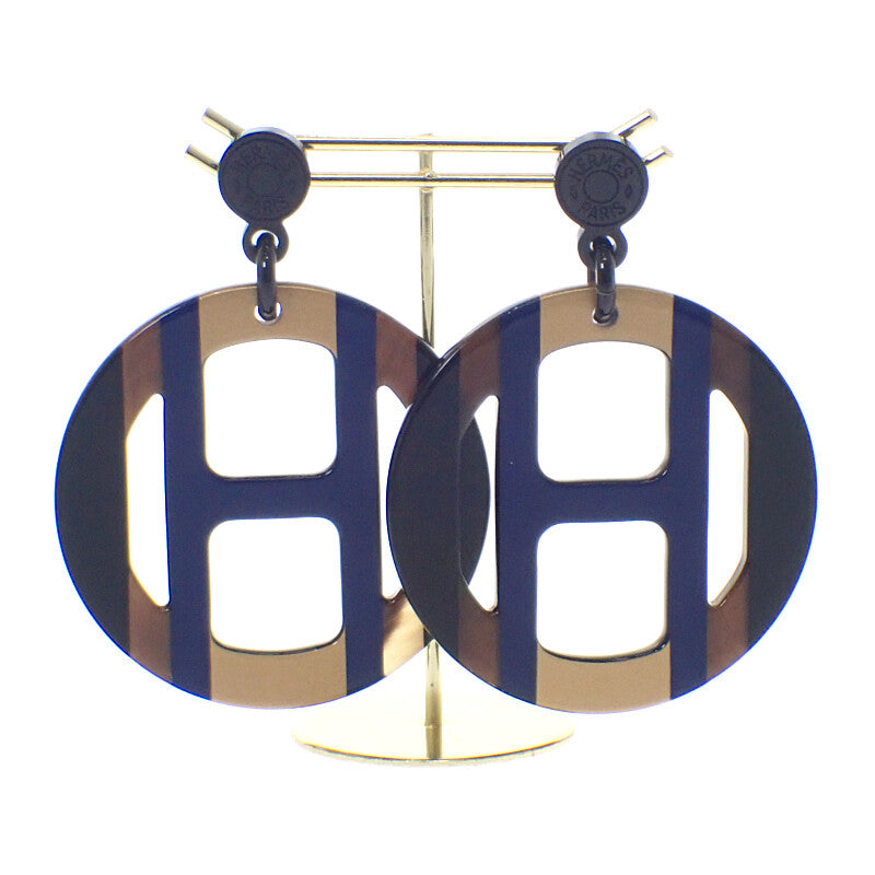 エルメス HERMES Hエキップ H057086FL25 ピアス バッファローホーン ブルー ブラウン レディース【中古】【Aランク】