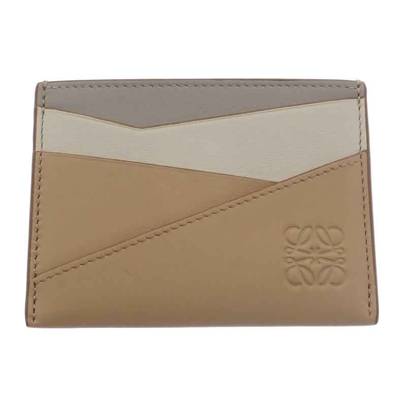 ロエベ LOEWE パズルプレーン C510Q77X06 カードケース カーフ ベージュ レディース【中古】【ABランク】