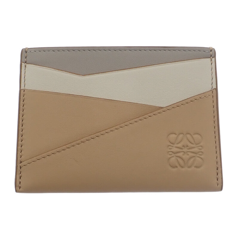 ロエベ LOEWE パズルプレーン C510Q77X06 カードケース カーフ ベージュ レディース【中古】【ABランク】