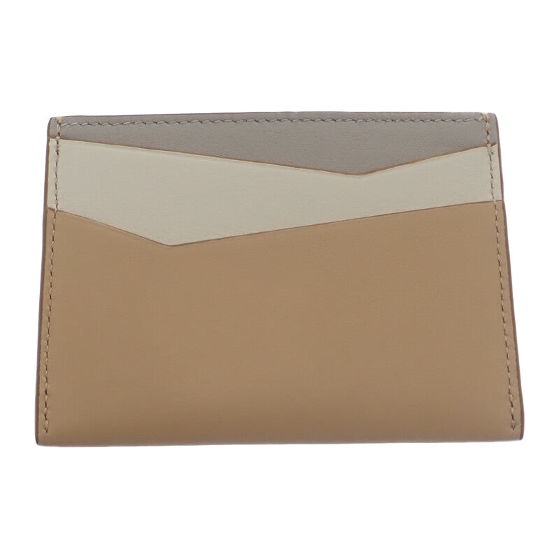 ロエベ LOEWE パズルプレーン C510Q77X06 カードケース カーフ ベージュ レディース【中古】【ABランク】