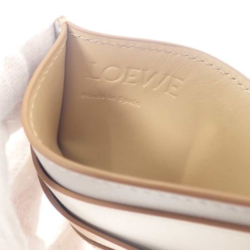 LOEWE 羅威 拼圖平紋卡片套 C510Q77X06 小牛皮 米色 女士款【中古】【AB級】