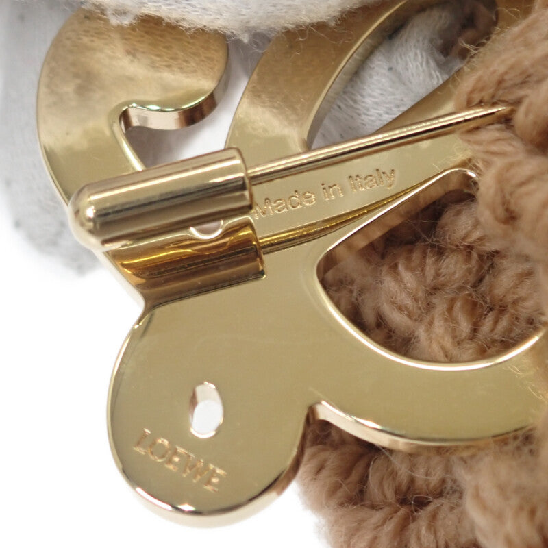 ロエベ LOEWE アナグラムブローチビーニー F000487XEK ニットキャップ ウール キャメル メンズ レディース【中古】【Aランク】