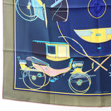 エルメス HERMES カレ90 折り畳み式幌馬車 LES VOITURES A TRANSFORMATION ソルド品 スカーフ シルク ネイビー レディース【中古】【Aランク】