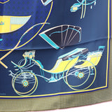 エルメス HERMES カレ90 折り畳み式幌馬車 LES VOITURES A TRANSFORMATION ソルド品 スカーフ シルク ネイビー レディース【中古】【Aランク】