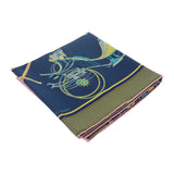 エルメス HERMES カレ90 折り畳み式幌馬車 LES VOITURES A TRANSFORMATION ソルド品 スカーフ シルク ネイビー レディース【中古】【Aランク】