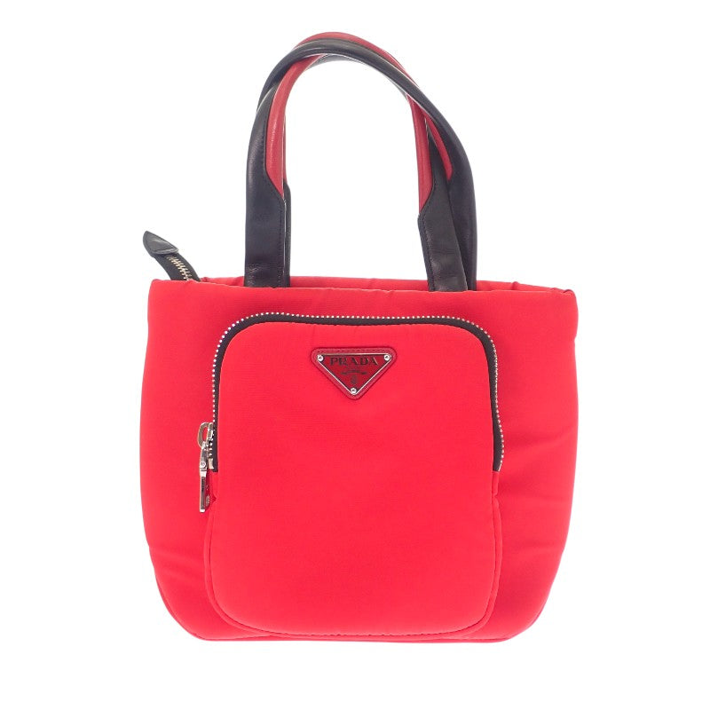 プラダ PRADA TESSUTO POCKET カーゴ スモール 1BG270 トートバッグ 2WAYバッグ ショルダーバッグ ナイロン レザー レッド ブラック シルバー金具 レディース【中古】【ABランク】