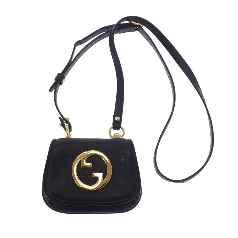 グッチ GUCCI ブロンディ 698635 カードケース レザー ブラック ゴールド金具 レディース【中古】【ABランク】